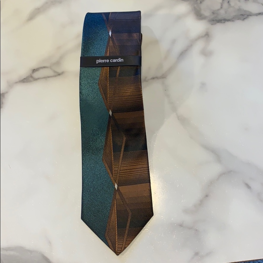 Blue/brown Pierre Cardin silk tie, NWT